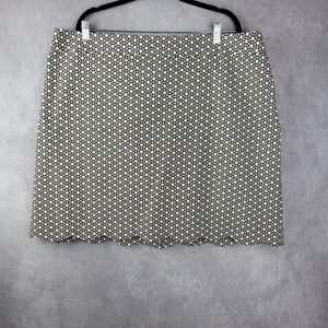 Talbots Size 22WP Black White Dot Geo Scallop Hem Skirt Side Zip Career Classic‎